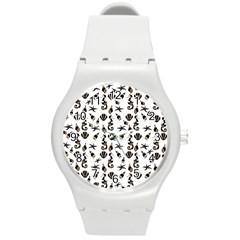 Seahorse Pattern Round Plastic Sport Watch (m) by Valentinaart