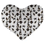 Seahorse pattern Large 19  Premium Heart Shape Cushions Back