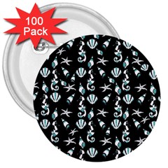 Seahorse pattern 3  Buttons (100 pack) 