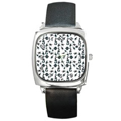 Seahorse Pattern Square Metal Watch by Valentinaart