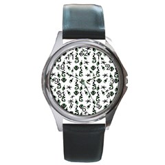 Seahorse Pattern Round Metal Watch by Valentinaart