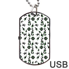 Seahorse Pattern Dog Tag Usb Flash (one Side) by Valentinaart