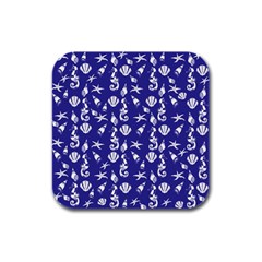 Seahorse Pattern Rubber Square Coaster (4 Pack)  by Valentinaart