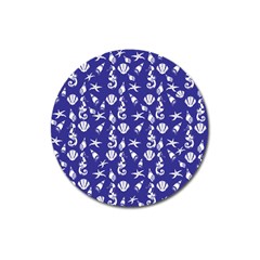 Seahorse Pattern Magnet 3  (round) by Valentinaart