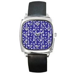 Seahorse Pattern Square Metal Watch by Valentinaart