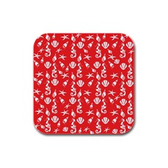 Seahorse Pattern Rubber Square Coaster (4 Pack)  by Valentinaart