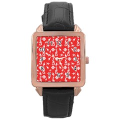 Seahorse Pattern Rose Gold Leather Watch  by Valentinaart