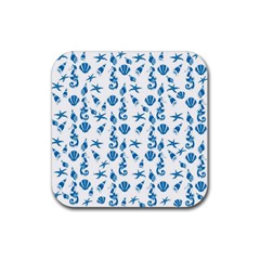 Seahorse Pattern Rubber Coaster (square)  by Valentinaart