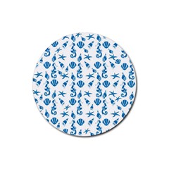 Seahorse Pattern Rubber Coaster (round)  by Valentinaart