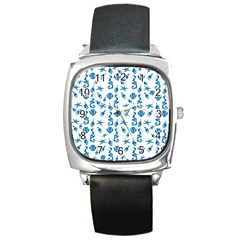 Seahorse Pattern Square Metal Watch by Valentinaart