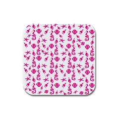 Seahorse Pattern Rubber Square Coaster (4 Pack)  by Valentinaart