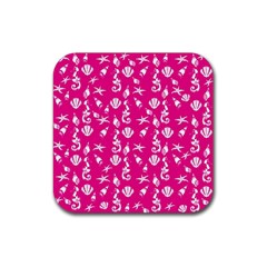 Seahorse Pattern Rubber Coaster (square)  by Valentinaart