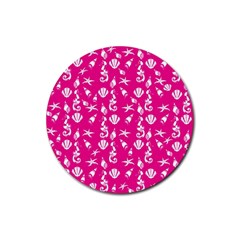 Seahorse Pattern Rubber Round Coaster (4 Pack)  by Valentinaart