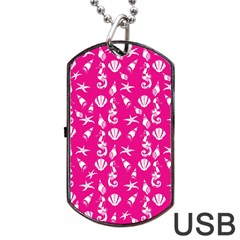 Seahorse Pattern Dog Tag Usb Flash (one Side) by Valentinaart