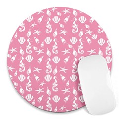 Seahorse Pattern Round Mousepads by Valentinaart