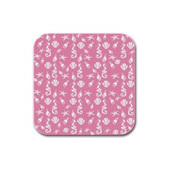 Seahorse Pattern Rubber Square Coaster (4 Pack)  by Valentinaart