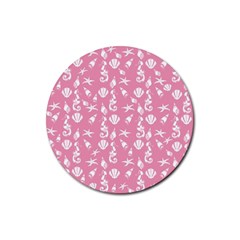 Seahorse Pattern Rubber Coaster (round)  by Valentinaart