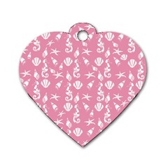 Seahorse Pattern Dog Tag Heart (two Sides) by Valentinaart