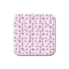 Seahorse Pattern Rubber Square Coaster (4 Pack)  by Valentinaart