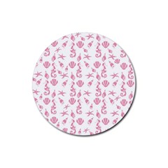 Seahorse Pattern Rubber Coaster (round)  by Valentinaart