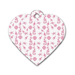 Seahorse Pattern Dog Tag Heart (one Side) by Valentinaart