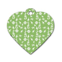 Seahorse Pattern Dog Tag Heart (one Side) by Valentinaart