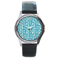 Seahorse Pattern Round Metal Watch by Valentinaart