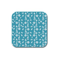 Seahorse Pattern Rubber Square Coaster (4 Pack)  by Valentinaart