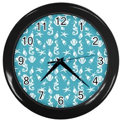 Seahorse Pattern Wall Clocks (black) by Valentinaart