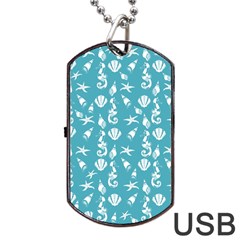 Seahorse Pattern Dog Tag Usb Flash (two Sides) by Valentinaart