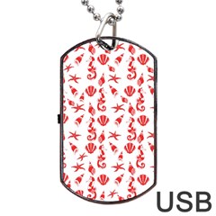 Seahorse Pattern Dog Tag Usb Flash (one Side) by Valentinaart