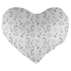 Seahorse Pattern Large 19  Premium Heart Shape Cushions