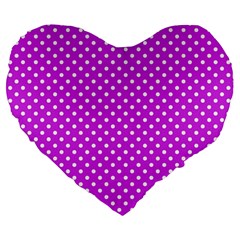 Polka Dots Large 19  Premium Flano Heart Shape Cushions by Valentinaart