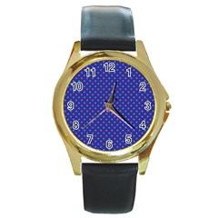 Polka dots Round Gold Metal Watch