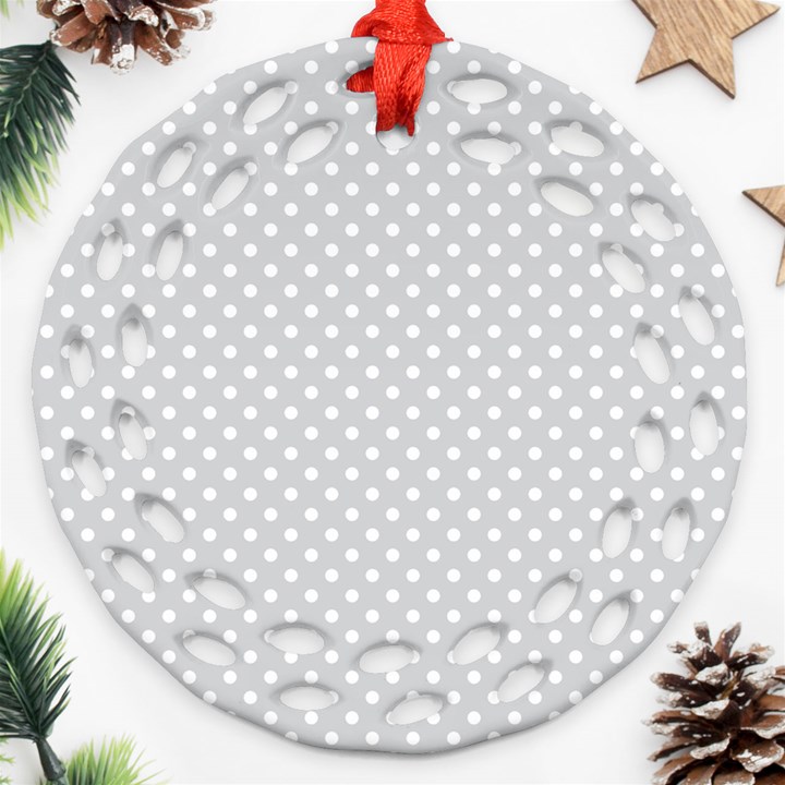 Polka dots Round Filigree Ornament (Two Sides)