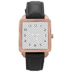 Polka Dots Rose Gold Leather Watch  by Valentinaart