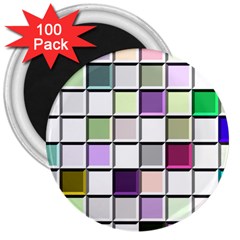 Color Tiles Abstract Mosaic Background 3  Magnets (100 Pack) by Simbadda