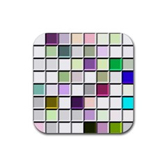 Color Tiles Abstract Mosaic Background Rubber Coaster (square)  by Simbadda