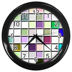 Color Tiles Abstract Mosaic Background Wall Clocks (black) by Simbadda