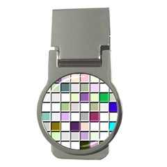 Color Tiles Abstract Mosaic Background Money Clips (round)  by Simbadda