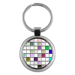 Color Tiles Abstract Mosaic Background Key Chains (round)  by Simbadda