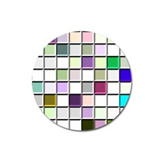 Color Tiles Abstract Mosaic Background Magnet 3  (round) by Simbadda