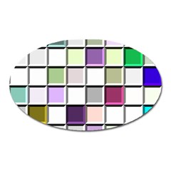 Color Tiles Abstract Mosaic Background Oval Magnet by Simbadda