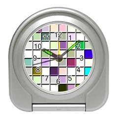 Color Tiles Abstract Mosaic Background Travel Alarm Clocks by Simbadda