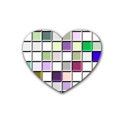 Color Tiles Abstract Mosaic Background Heart Coaster (4 Pack)  by Simbadda