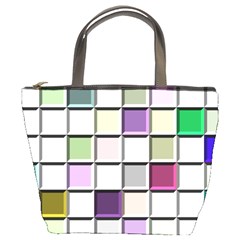 Color Tiles Abstract Mosaic Background Bucket Bags by Simbadda