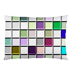 Color Tiles Abstract Mosaic Background Pillow Case by Simbadda