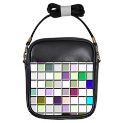 Color Tiles Abstract Mosaic Background Girls Sling Bags by Simbadda