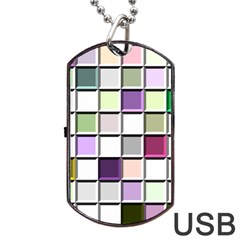 Color Tiles Abstract Mosaic Background Dog Tag Usb Flash (one Side)