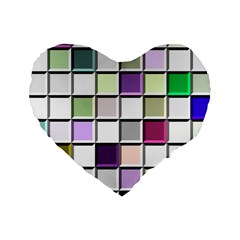 Color Tiles Abstract Mosaic Background Standard 16  Premium Heart Shape Cushions by Simbadda